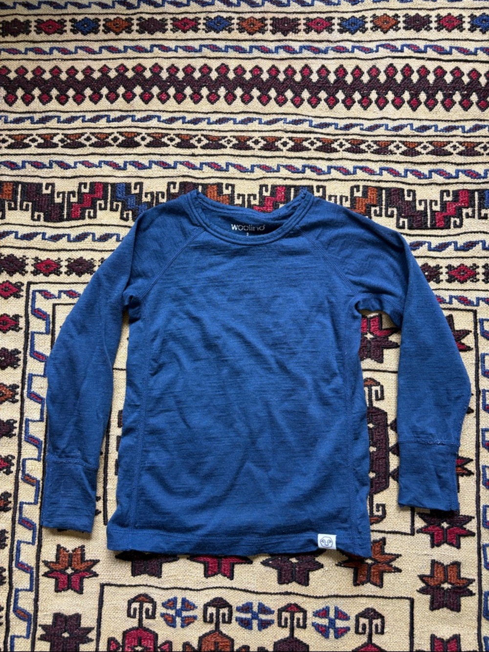 Woolino Kids' Long Sleeve Merino Wool Top - Blue 3T